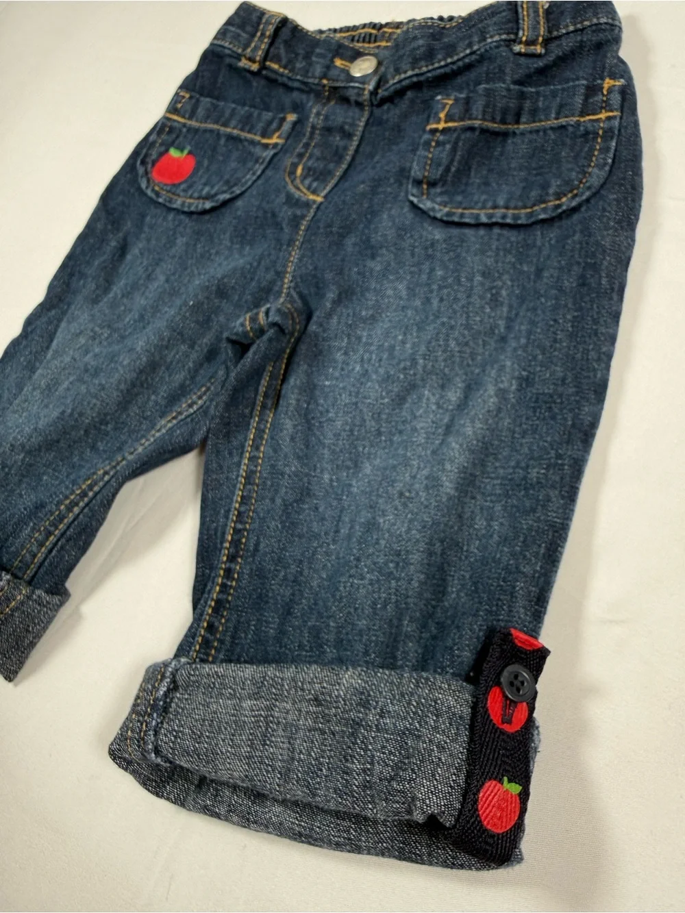 VINTAGE GYMBOREE Girls Apple 2007 Roll Tab Denim‎ Jeans 12-18M Cottagecore Fall